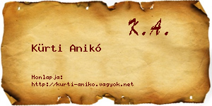 Kürti Anikó névjegykártya